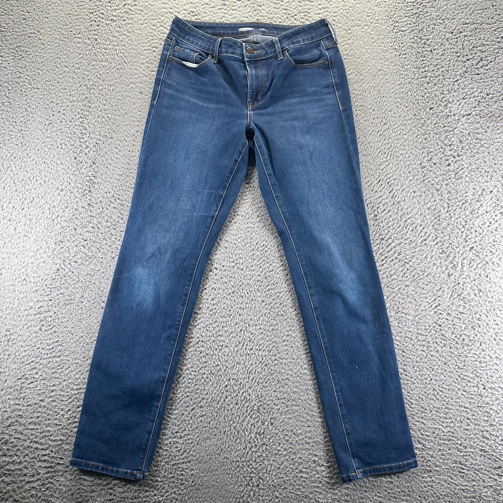 Old Navy Jeans Womens 4 Blue Denim Straight Leg Faded Slim Fit Workwear Stretch